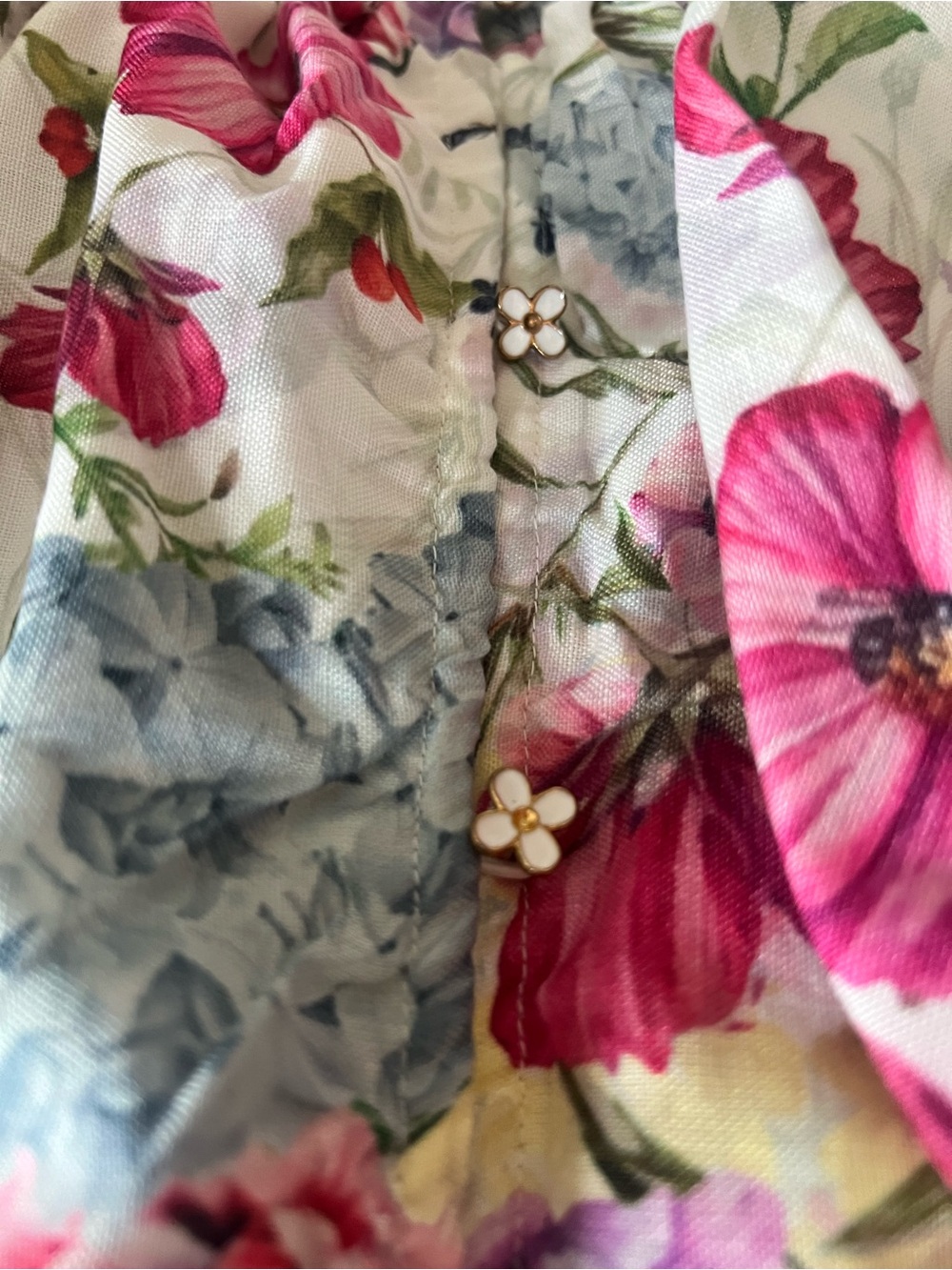 White Floral Dress with Pink, Purple & Yellow Blooms - Picture 2 of 5